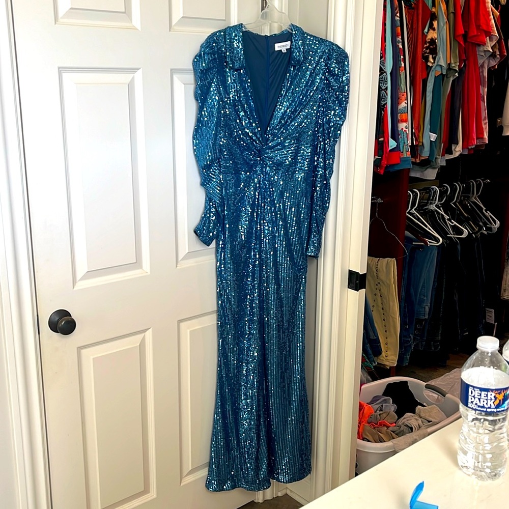 Blue sequin jumpsuit cowgirl western rodeo nfr